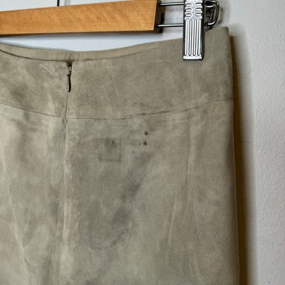 Ralph Lauren Black Label Skirt Women’s 4 100% Lambsuede Neutral Tan Slit Knee - Picture 7 of 7